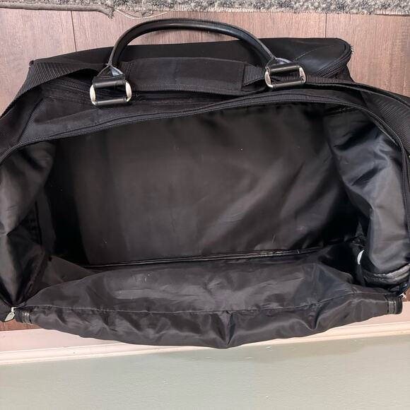 Chrome Azzaro Duffel Duffle Shoulder Hand Bag Travel Leather Gym Weekender Black - Picture 11 of 11